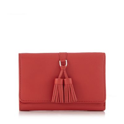 Red tassel detail leather purse